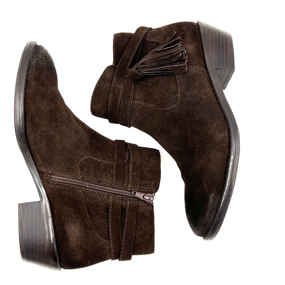 Sofft Tamala Bootie Dark Brown Suede Fringe Tassel Boho Size 8 - Picture 6 of 11